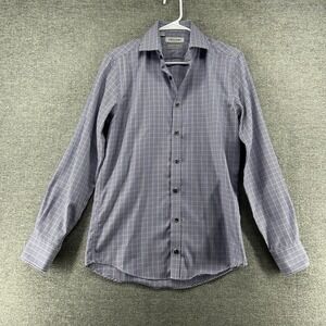 Twillory Safe Cotton Dress Shirt Men Size 14.5/32/33 Purple Gingham Long Sleeve